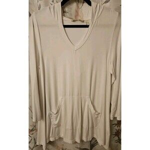Soft Surroundings White Hooded Tunic Top Petite Medium EUC